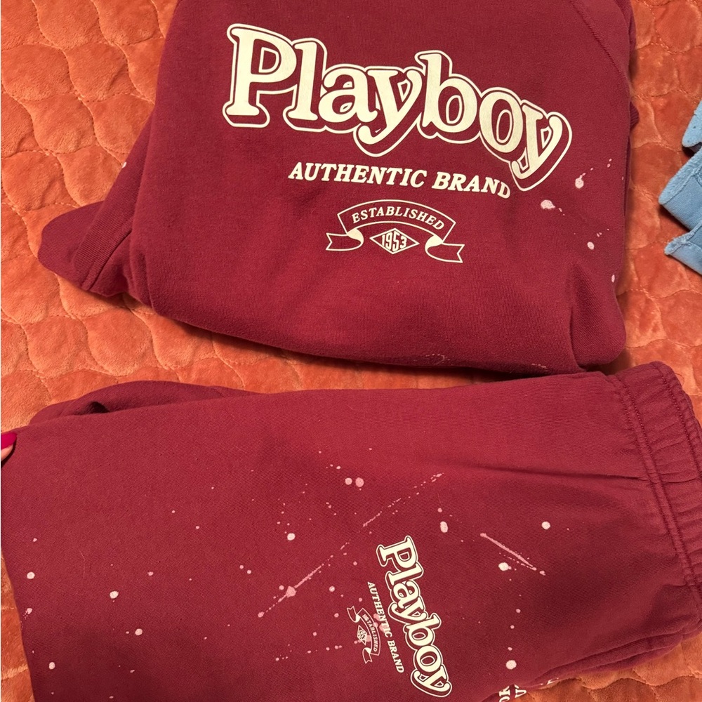 PLAYBOY Maroon Track Pants & Joggers